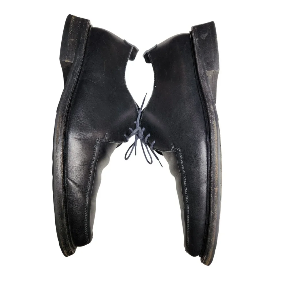 Bally Orbin Black Leather Apron Toe Derby Shoes Luxury Swiss Classic Oxfords 9
